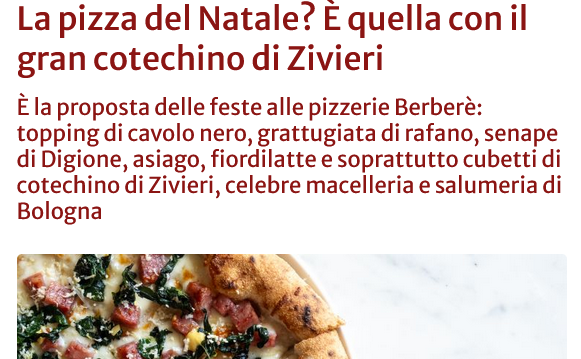 La pizza del Natale? È quella con il gran cotechino di Zivieri